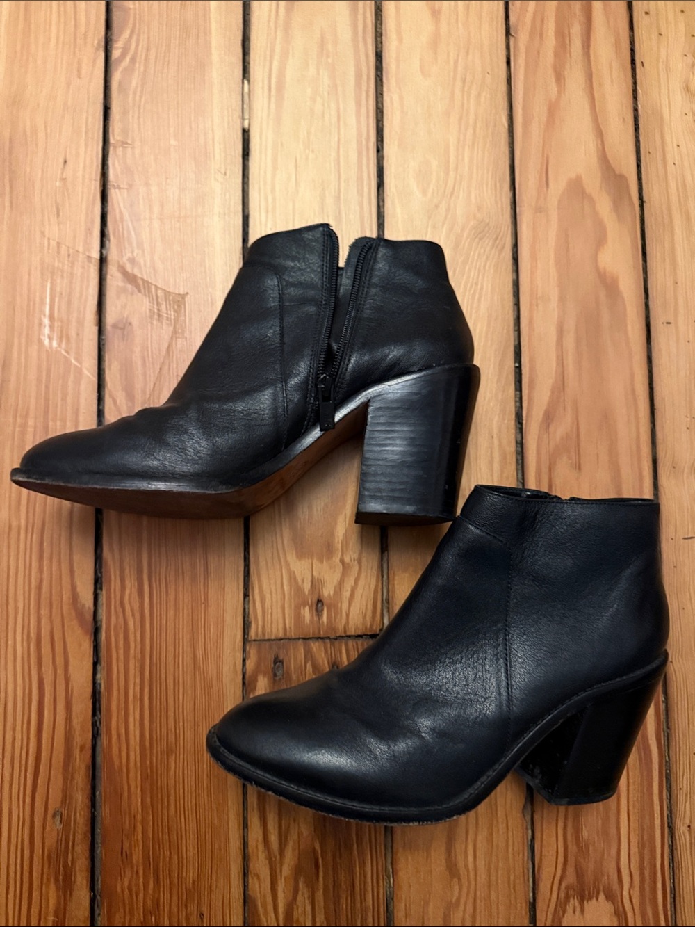 Loeffler Randall Black Leather Ankle Booties